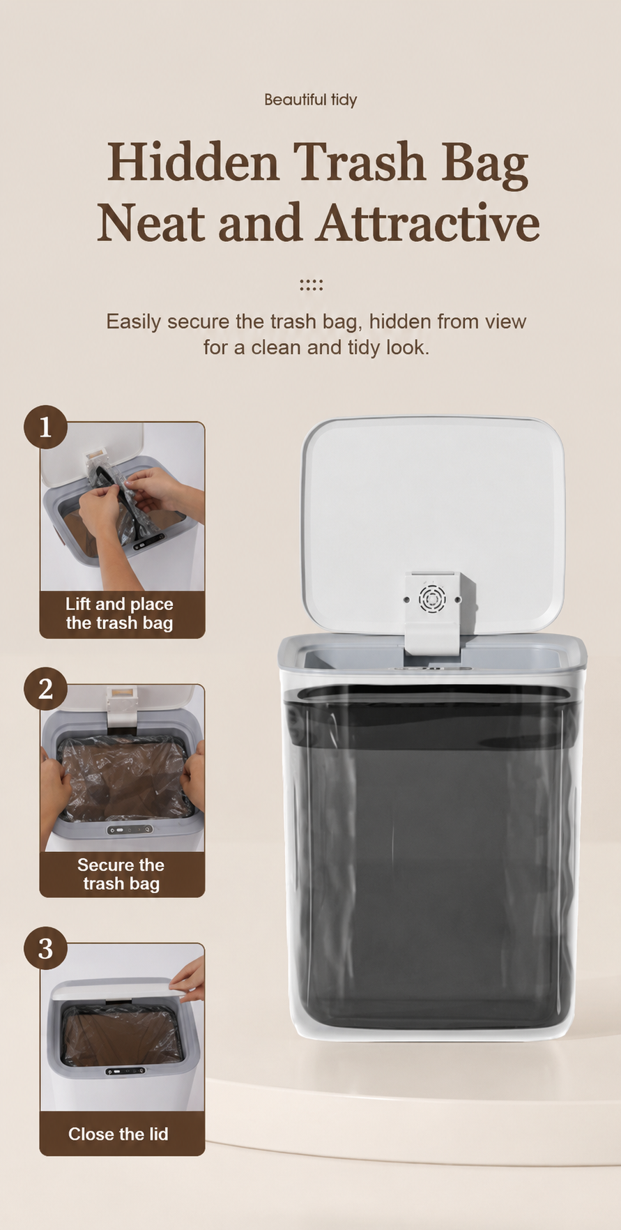 22L Touchless Trash Can with Motion Sensor Lid for Kitchen, Bathroom & Office