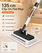 Touch-Free Clip-On Flat Mop with Extendable Stainless Steel Handle