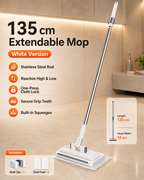 Touch-Free Clip-On Flat Mop with Extendable Stainless Steel Handle