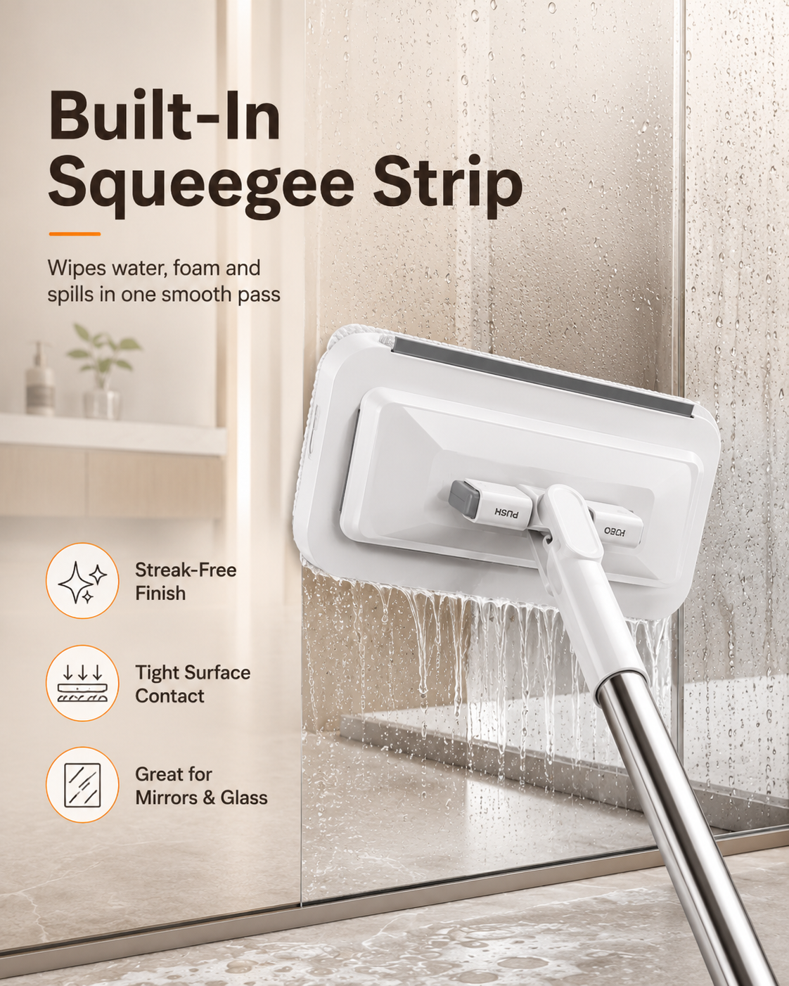 Touch-Free Clip-On Flat Mop with Extendable Stainless Steel Handle