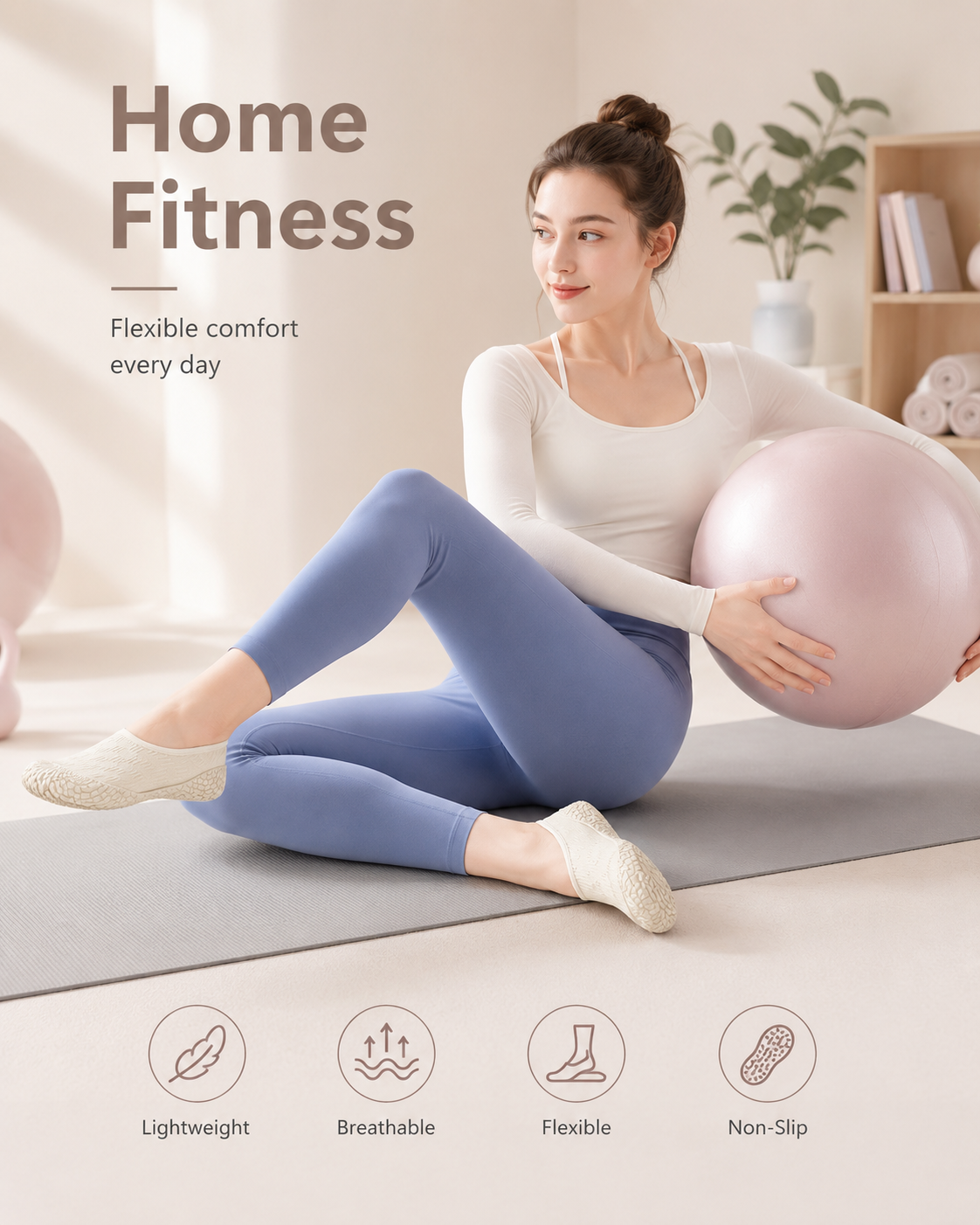 Women’s Indoor Fitness Shoes – Lightweight Non-Slip Shoes for Yoga, Jump Rope & Home Workouts