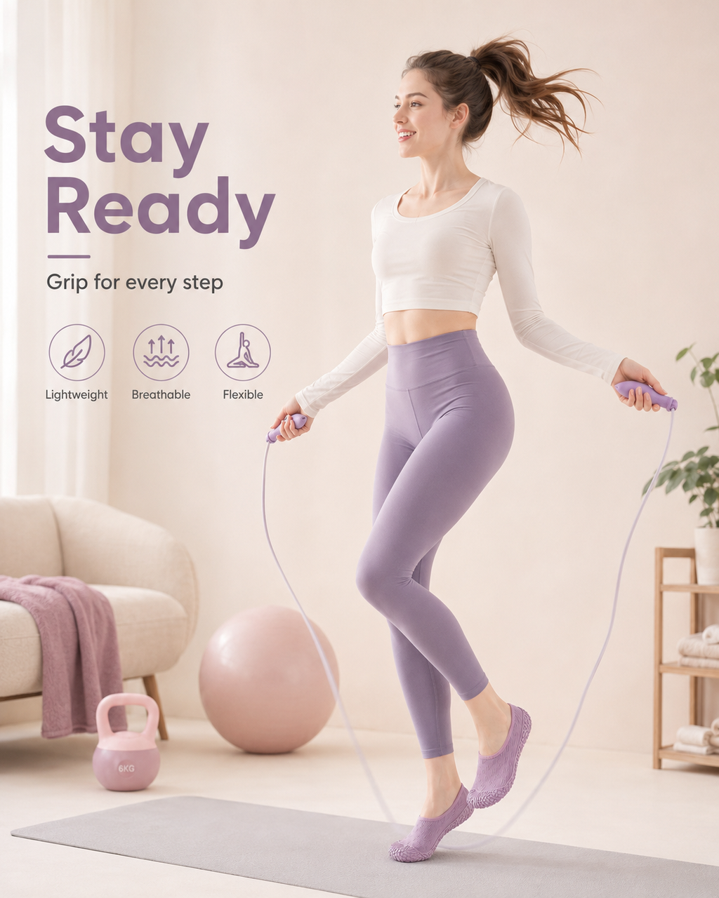 Women’s Indoor Fitness Shoes – Lightweight Non-Slip Shoes for Yoga, Jump Rope & Home Workouts