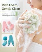 3-Piece Bath Scrubber Set with Back Strap, Bath Mitt & Loofah