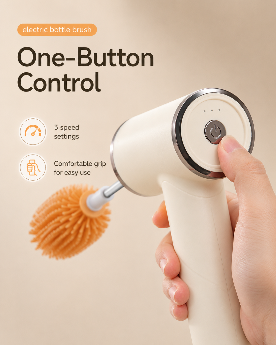 Electric Baby Bottle Brush Set with Silicone Brush Heads