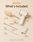 Electric Baby Bottle Brush Set with Silicone Brush Heads