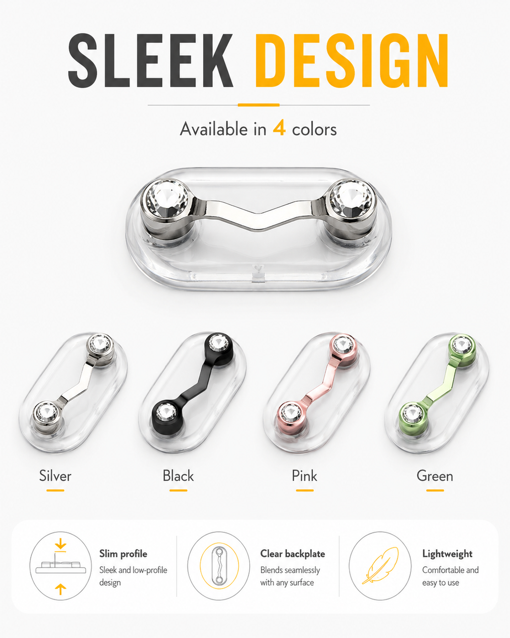 Decorative Phone Finger Grip with Clear Adhesive Base