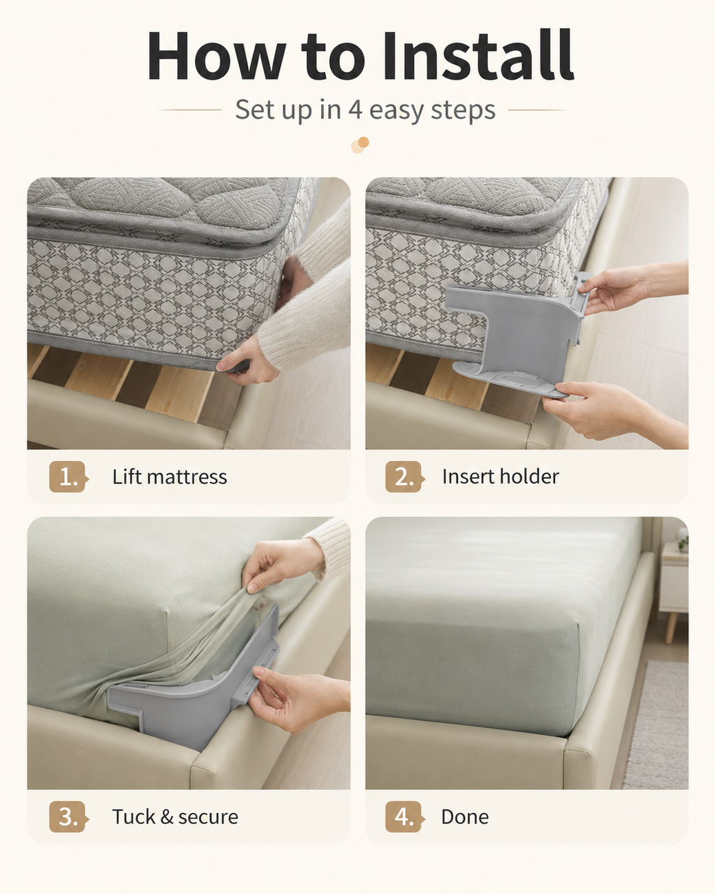 Bed Sheet Holder Clips – Hidden Sheet Grippers for a Smooth, Tidy Bed