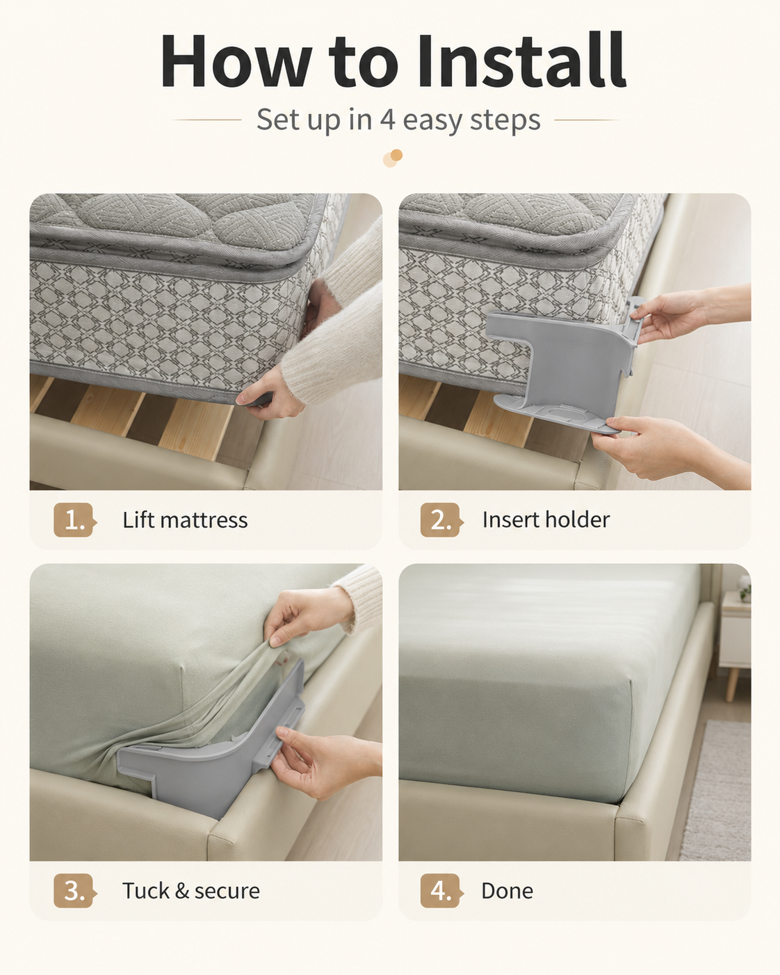 Bed Sheet Holder Clips – Hidden Sheet Grippers for a Smooth, Tidy Bed