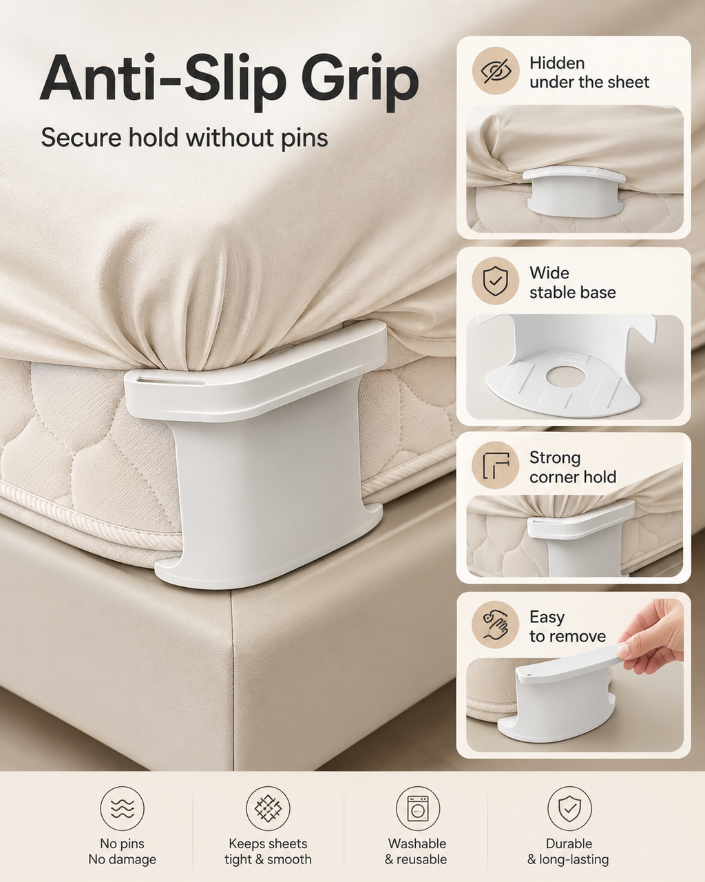 Bed Sheet Holder Clips – Hidden Sheet Grippers for a Smooth, Tidy Bed