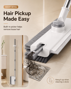 3-in-1 Floor Scrub Brush with Squeegee – Dual-Sided V Bristles for Bathroom, Tile, Grout & Corners