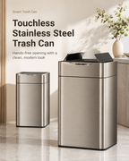 Smart Touchless Stainless Steel Trash Can with LED Light, Automatic Motion Sensor Bin for Bathroom, Bedroom, Kitchen