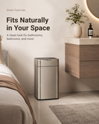 Smart Touchless Stainless Steel Trash Can with LED Light, Automatic Motion Sensor Bin for Bathroom, Bedroom, Kitchen