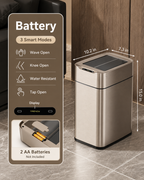 Smart Touchless Stainless Steel Trash Can with LED Light, Automatic Motion Sensor Bin for Bathroom, Bedroom, Kitchen