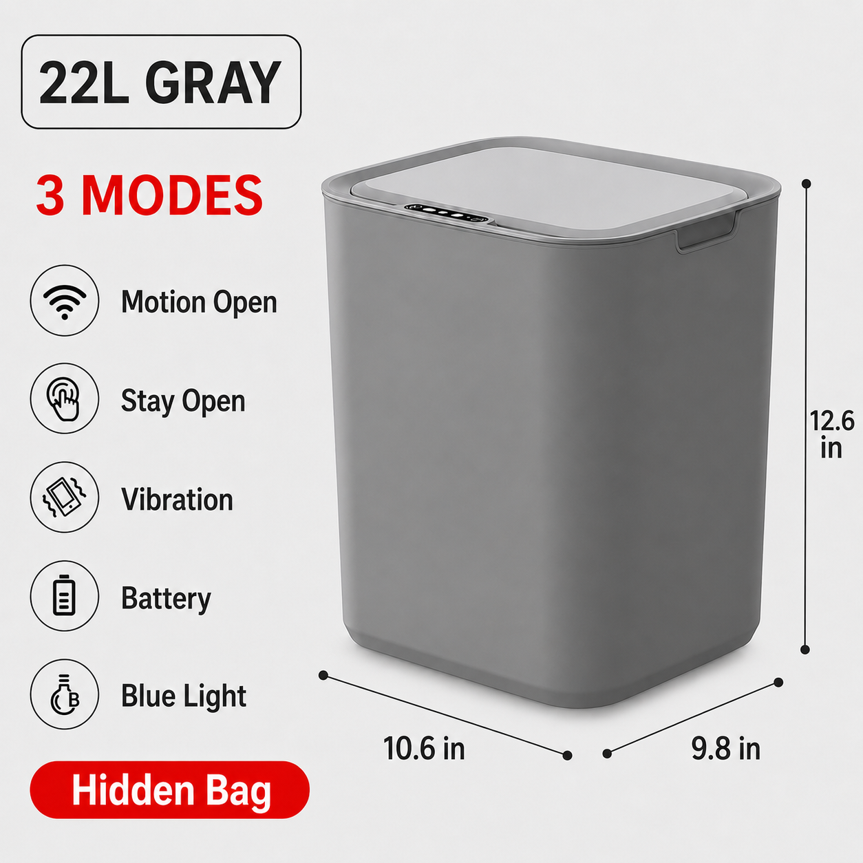 22L Touchless Trash Can with Motion Sensor Lid for Kitchen, Bathroom & Office