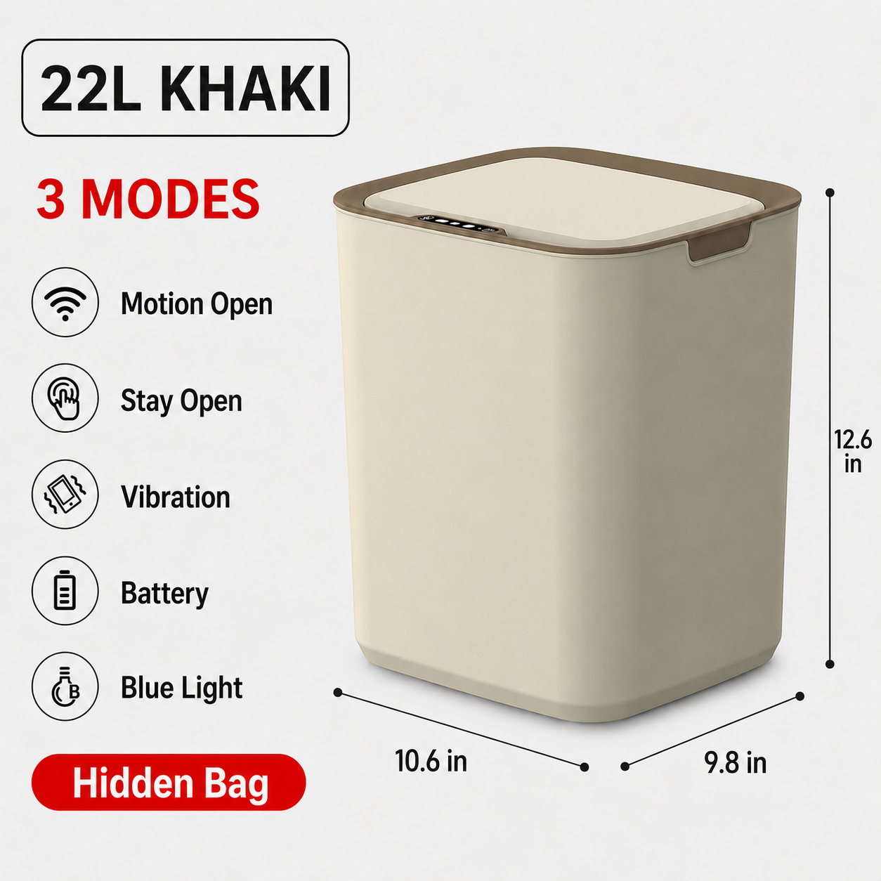 22L Touchless Trash Can with Motion Sensor Lid for Kitchen, Bathroom & Office
