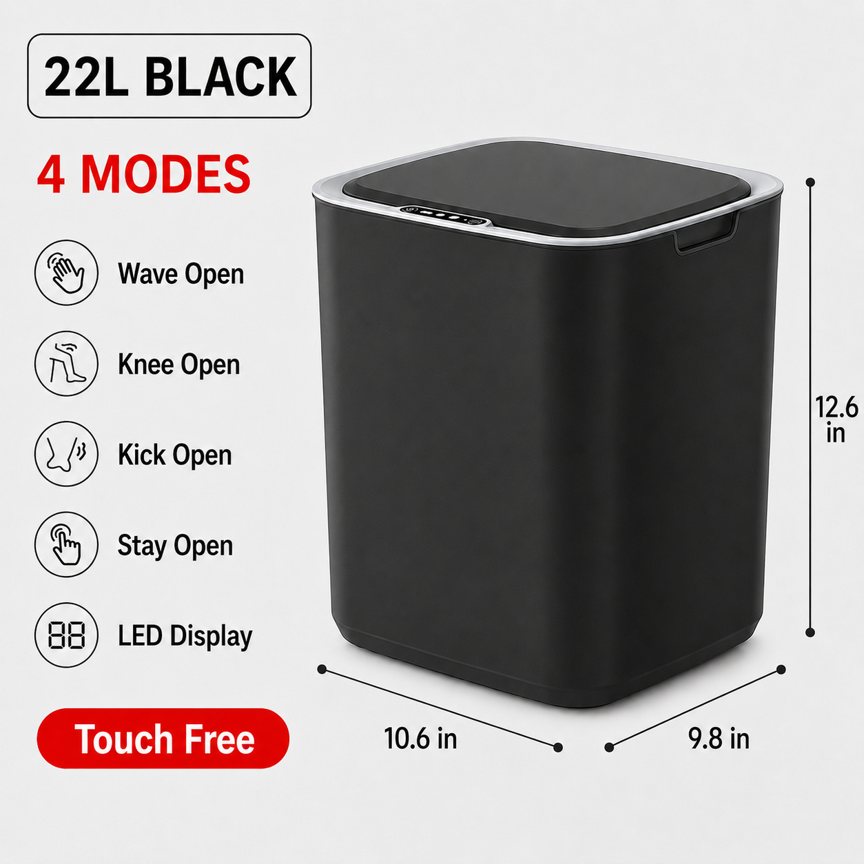 22L Touchless Trash Can with Motion Sensor Lid for Kitchen, Bathroom & Office