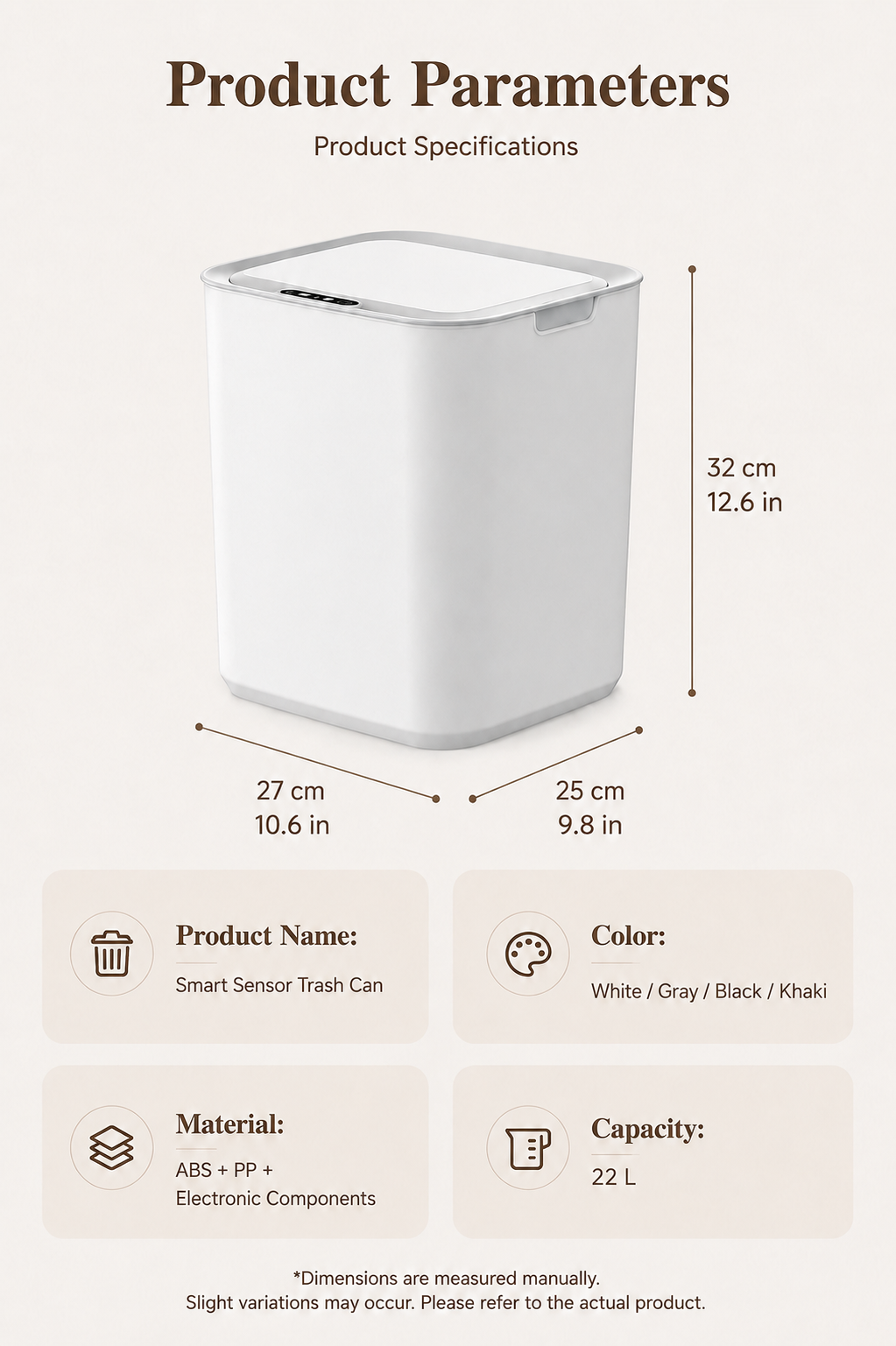 22L Touchless Trash Can with Motion Sensor Lid for Kitchen, Bathroom & Office