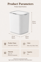 22L Touchless Trash Can with Motion Sensor Lid for Kitchen, Bathroom & Office