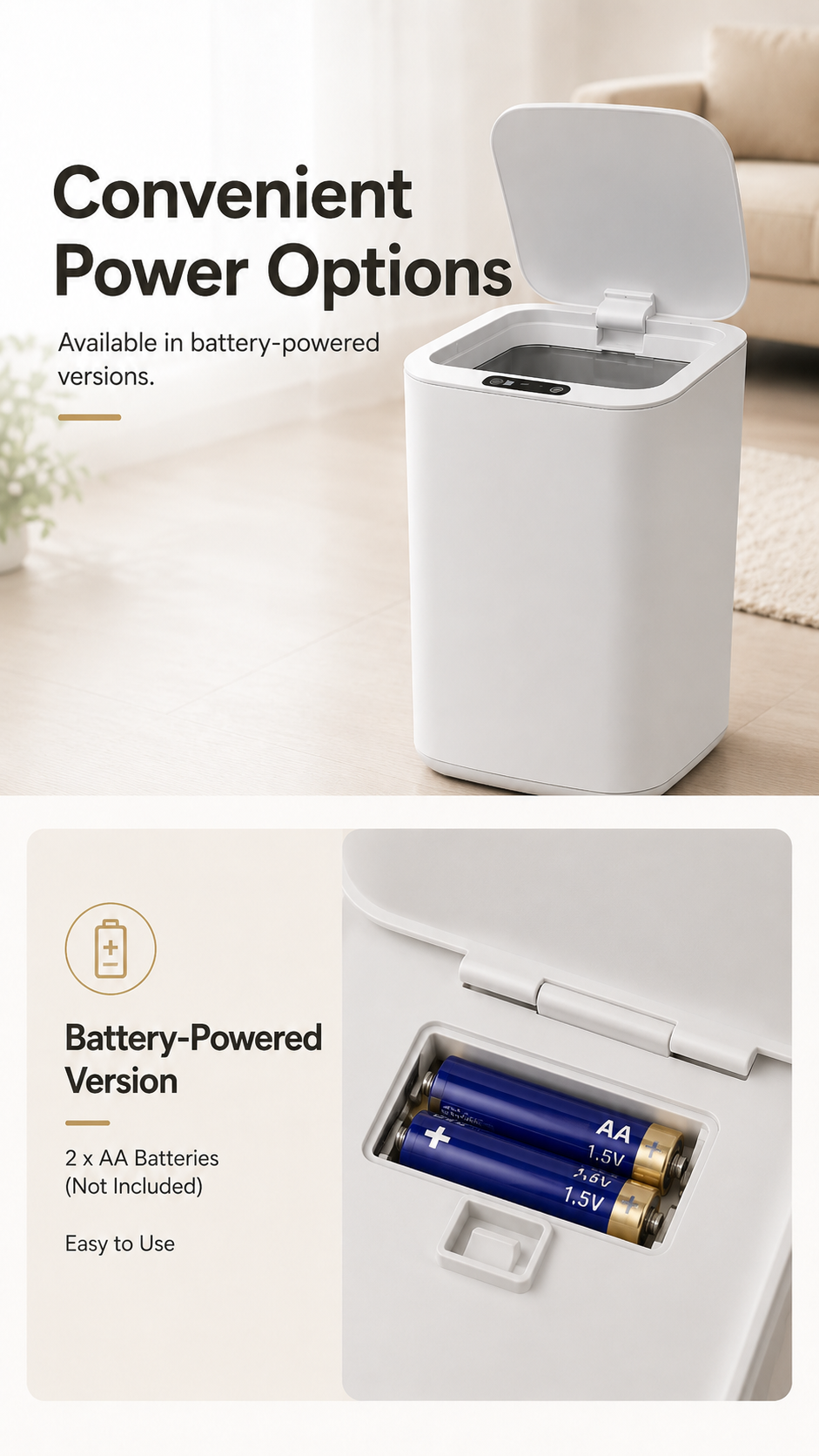 22L Touchless Trash Can with Motion Sensor Lid for Kitchen, Bathroom & Office